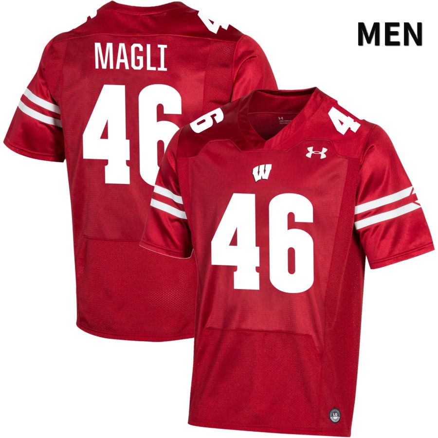 Wisconsin Badgers Men's #46 Deven Magli NCAA Under Armour Authentic Red NIL 2022 College Stitched Football Jersey LQ40X52DC